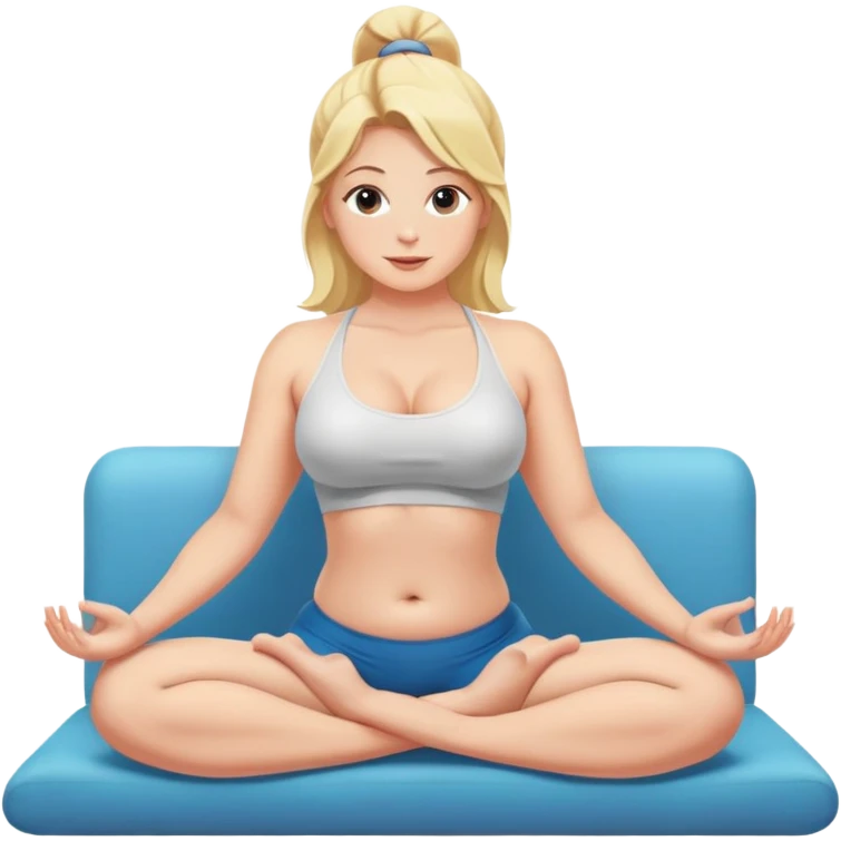 fullbody busty thick blonde shirtless and topless buxom doing yoga on couch sfw emoji