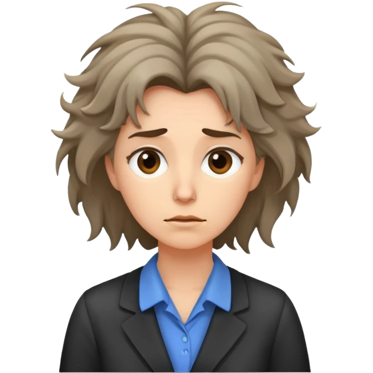 nervous female teacher with messy hair emoji