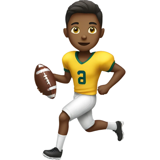 Boy with yellow shirt play football emoji