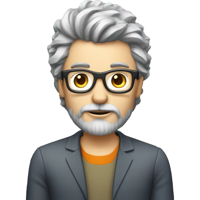 middle aged Information technology professional in Quantum industry with blah hair and beard emoji