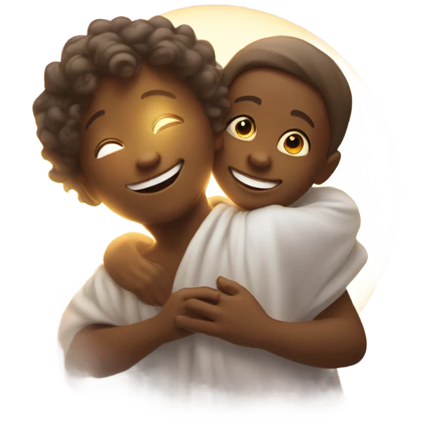 A kid hugging God emoji