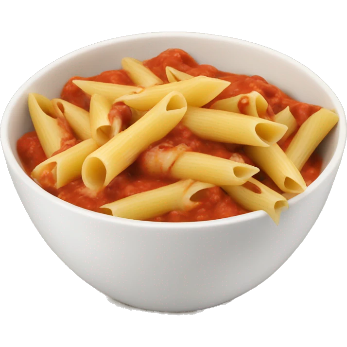 penne with red sauce in a bowl with mushroom pieces  emoji