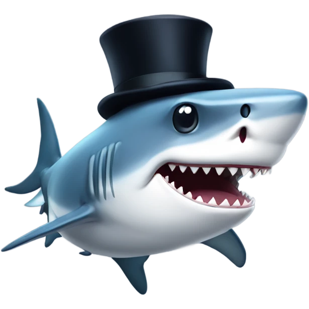 Shark with a top hat emoji