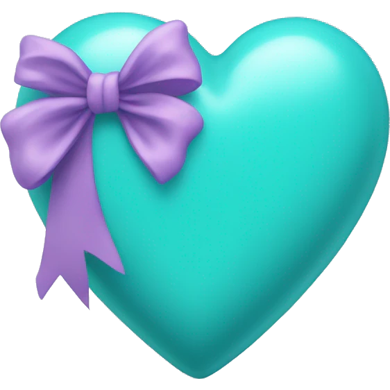 turquoise heart with light purple bow emoji