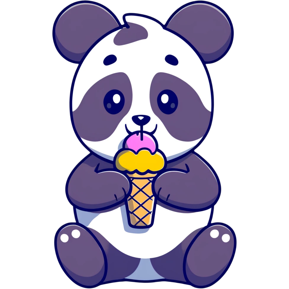 Panda eating ice cream emoji