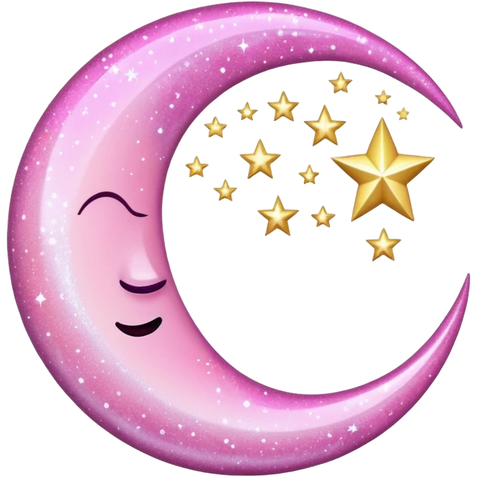 Pink sparkly moon emoji