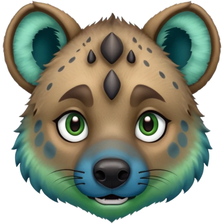 blue and green ombre hyena face emoji