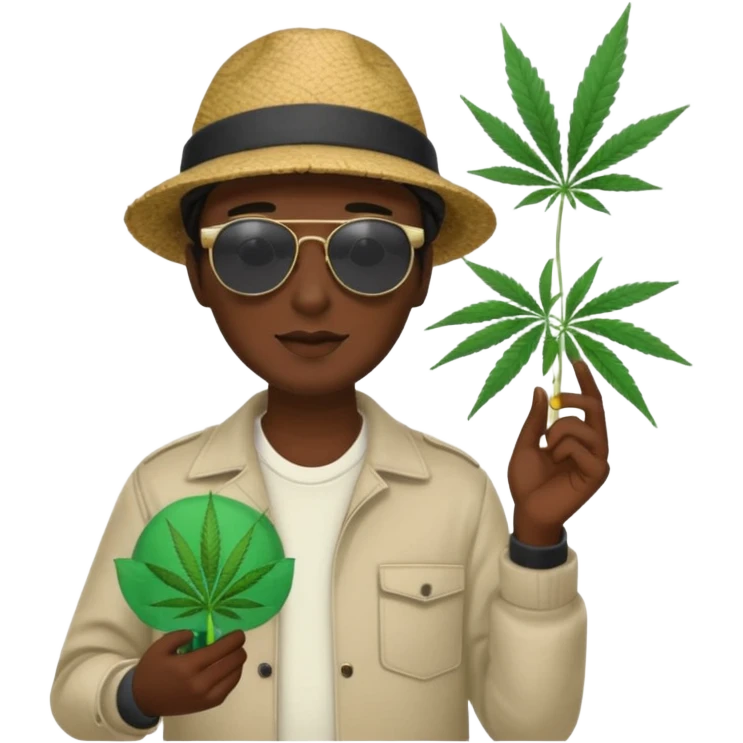 gang dealer with cannabis on a hand emoji