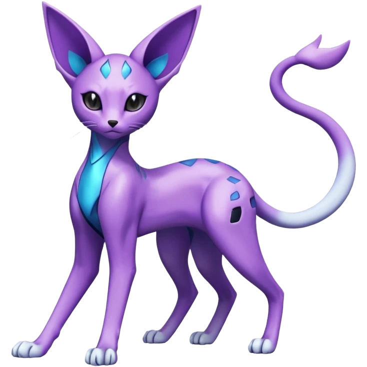 Shiny Espeon-Genesect-Mewtwo-Serval-Fakémon-hybrid-creature (full body)  emoji