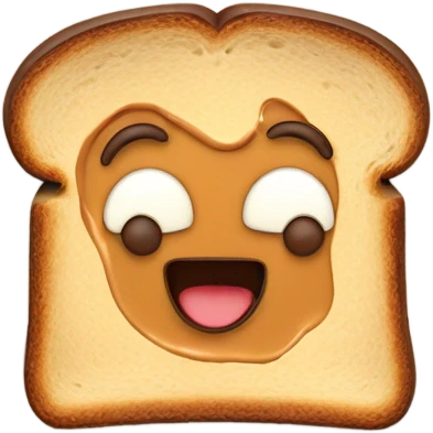 Peanut butter toast with a face  emoji