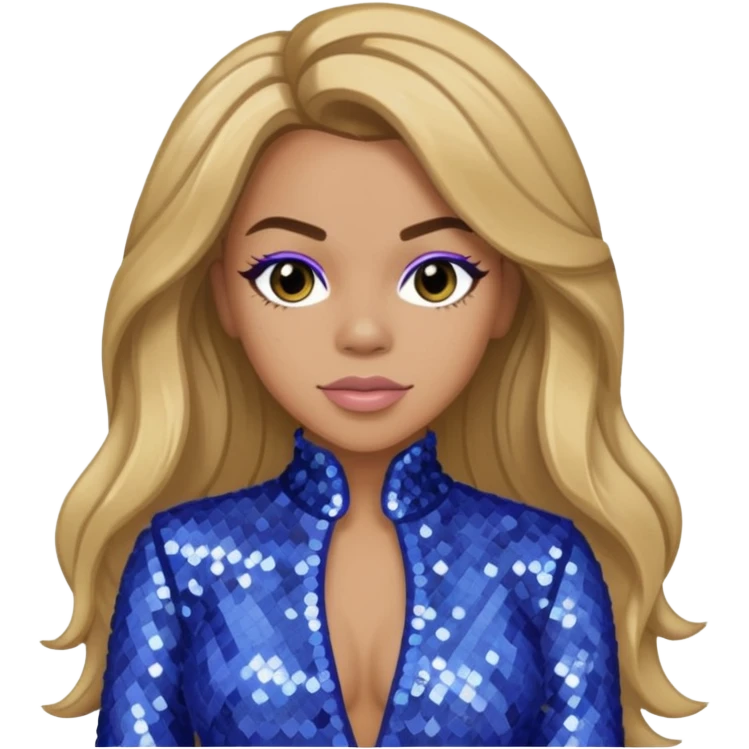 Dinah Jane from Fifth Harmony with long dark blonde hair, periwinkle sequin outfit emoji