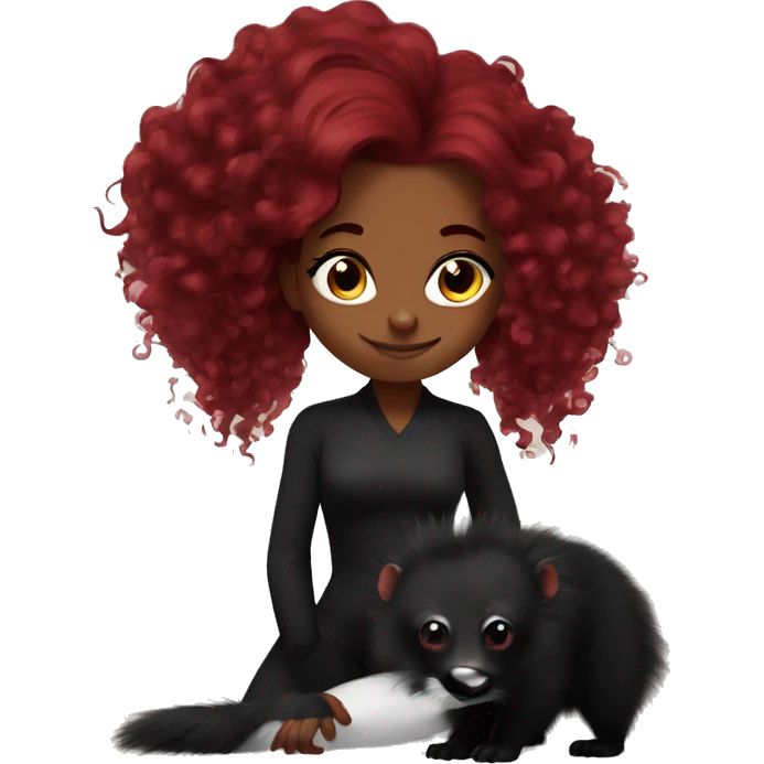 Wine Red haired and black skunk highlights strong girl with atoms emoji
