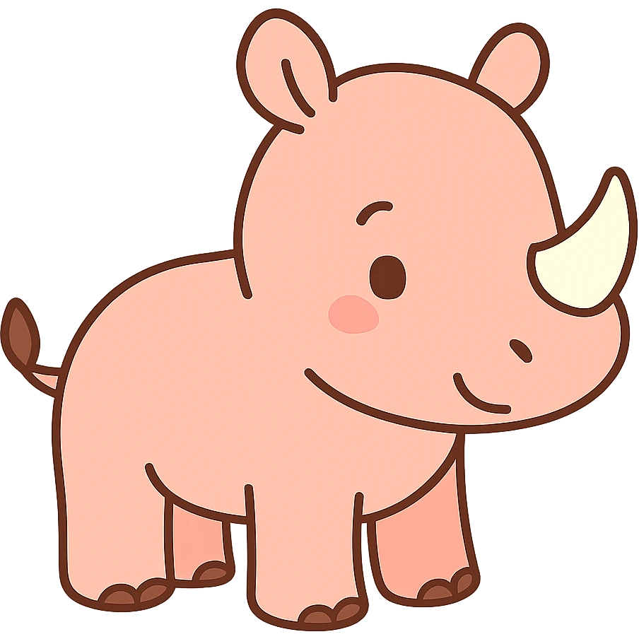 flat toon light pink baby rhino emoji