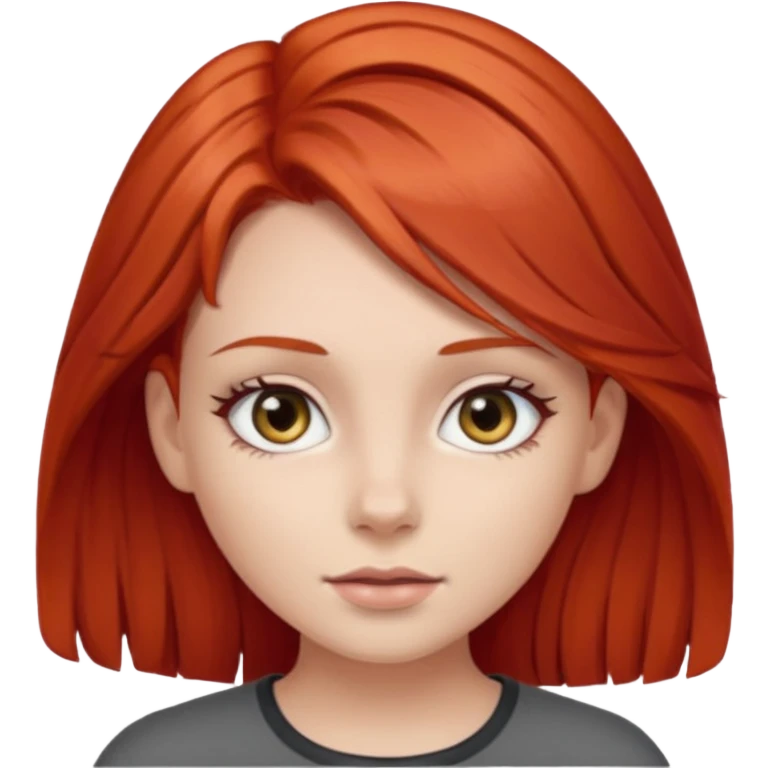 Дівчина з рудим волоссям і сірими очима emoji