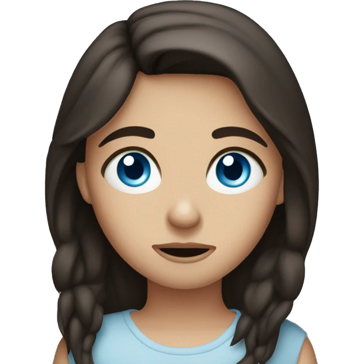 Worried brunette with blue eyes emoji