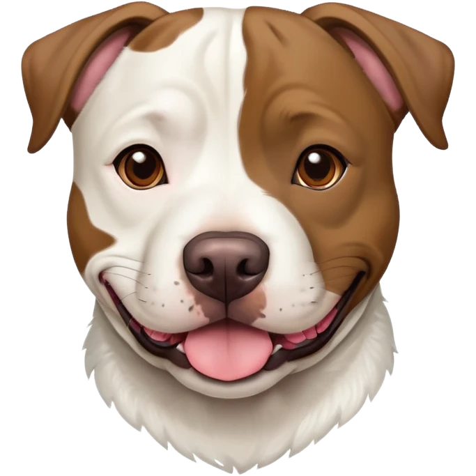 Pit bull/ Labrador mix dog with brindle fur and white fur under chin emoji