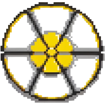 Pixel art radiation hazard warning trefoil symbol in yellow and black emoji