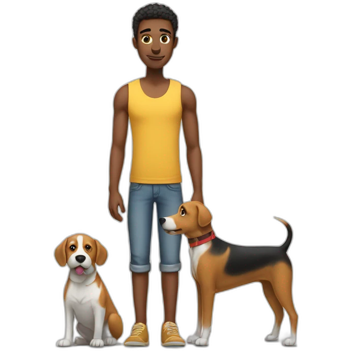 big skinny man with a dog emoji