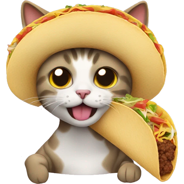 Cat eating a taco emoji
