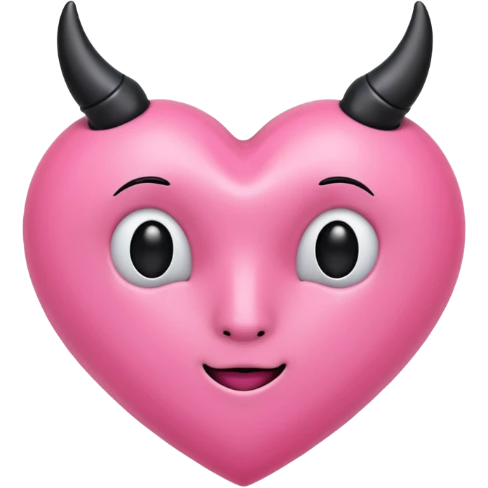 a plain pink heart with horns on it, no face emoji