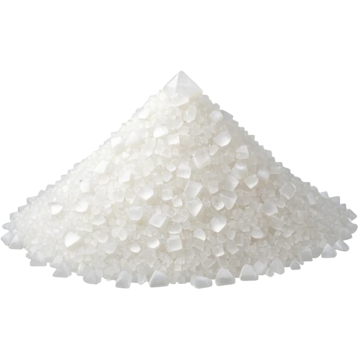 small pile of white sugar crystals, fine and grainy, dry, sparkly, pure white, subtle translucency, scattered grains, 3D-rendered, minimal, no faces emoji
