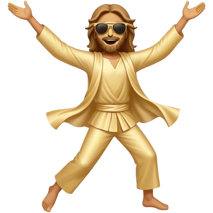 dancing figure of rejoicing Jesus with  sunglases golden  emoji