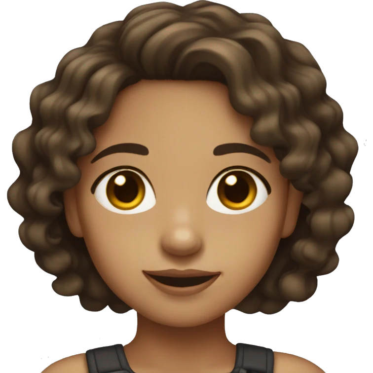 Light skin girl with dark brown wavy hair brown eyes  emoji