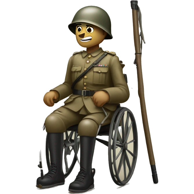 disabled ww1 soldie with amputation on crutches emoji
