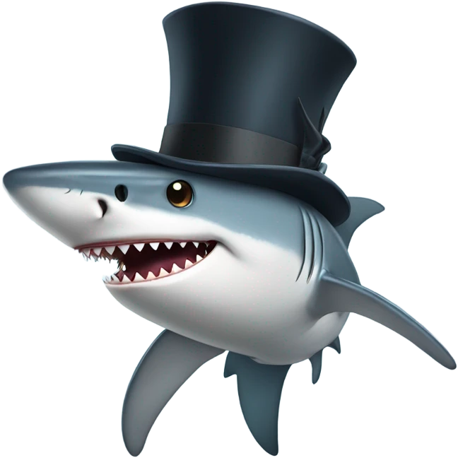 Shark with a top hat emoji