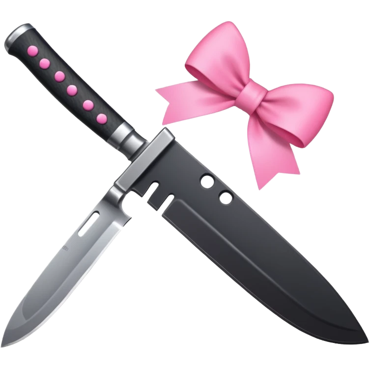 black knife with little pink bows around it emoji