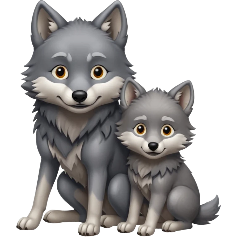 Loup avec son bébé loup emoji