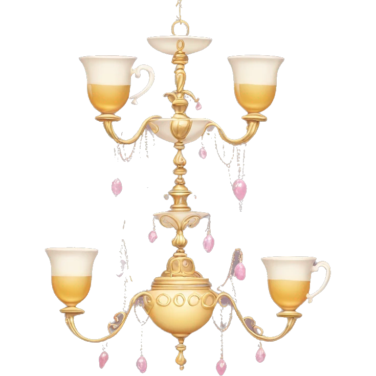 Chandelier with tea cups ￼ emoji