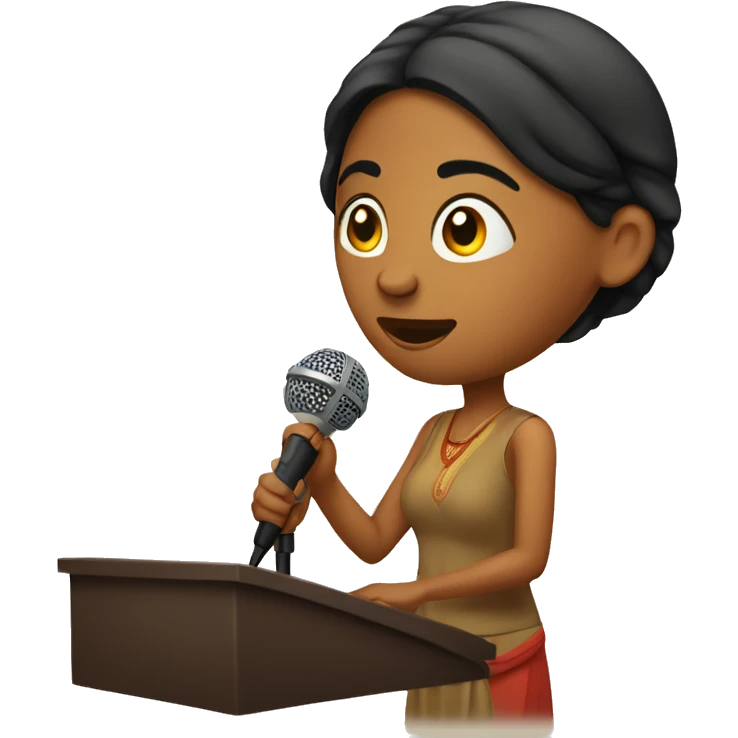 Indian woman speaking into a microphone emoji