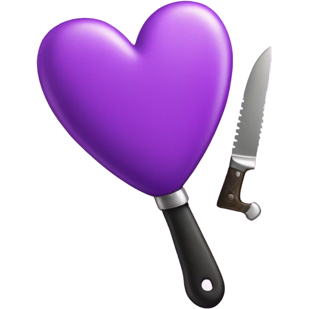 Make me an emoji that’s a purple heart with a pink knife in it that has a bow emoji