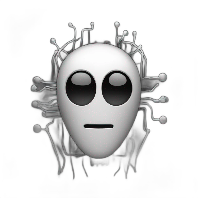 alien titanium ai Chatbot black and white with circuit leaf logo emoji