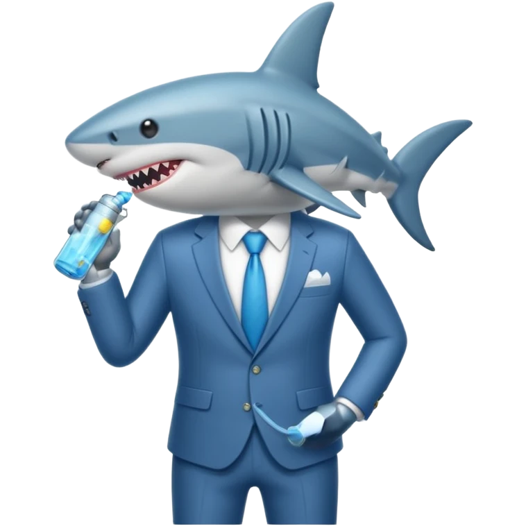 draw a vacuum sealed shark wearing a suit emoji