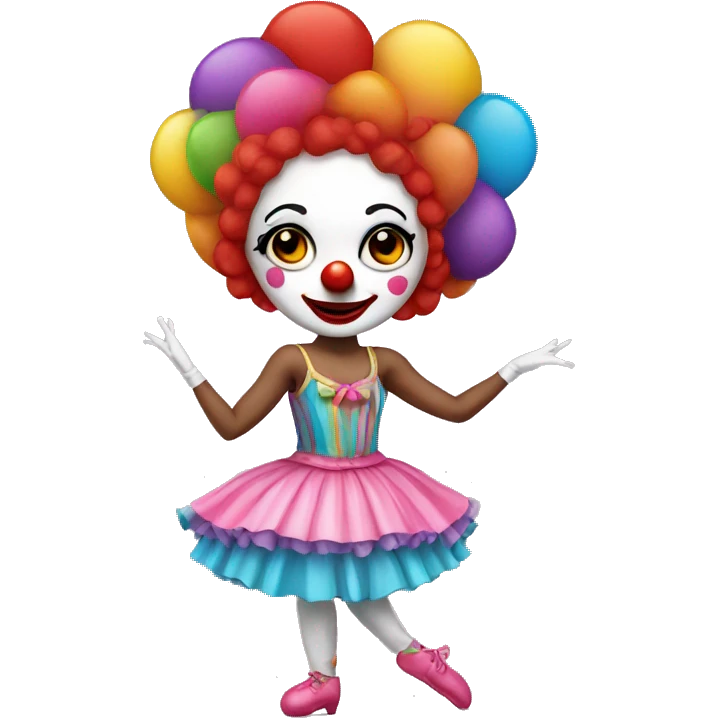 Ballerina dressed as a clown very colorful emoji