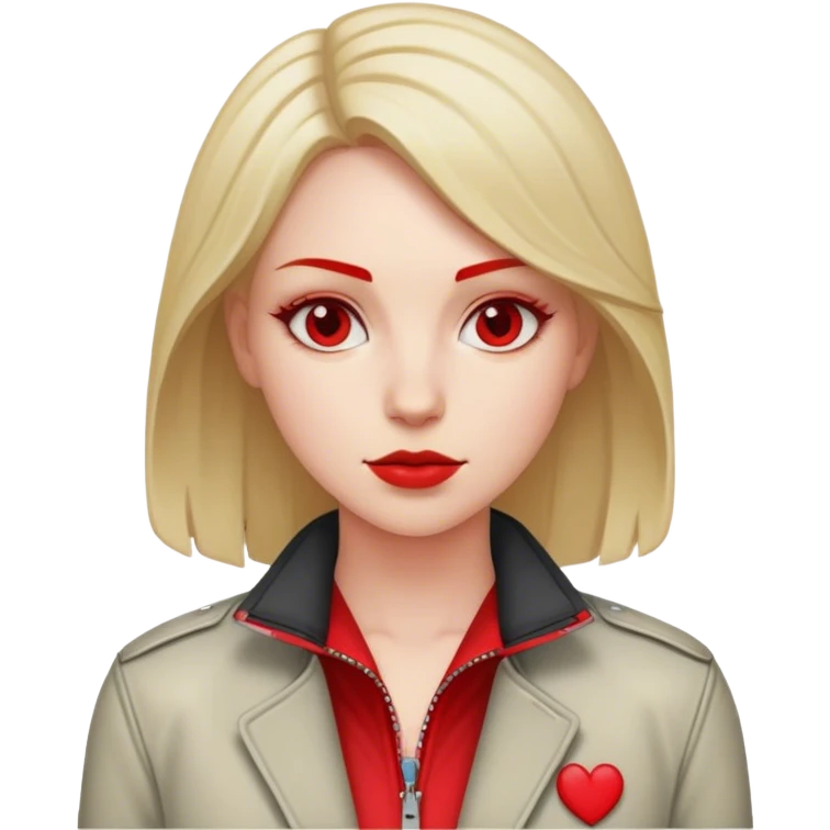 white conservative woman in jacket with red emoji