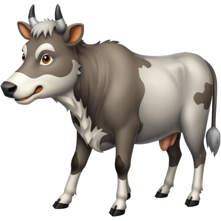 A cow being HUNTED by a wolf emoji