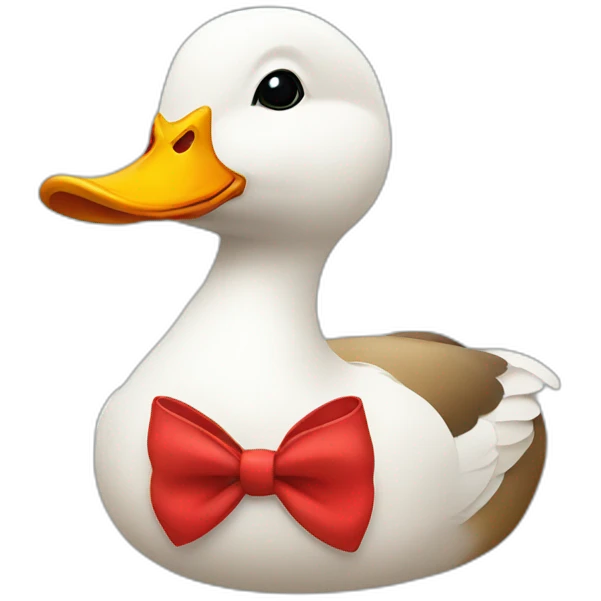 Duck wearing red bow emoji