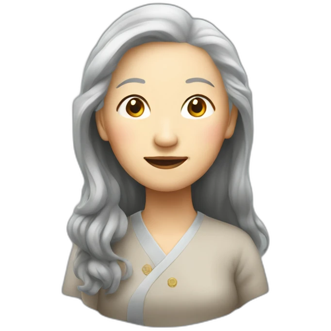 Chinese senior lady with long hair emoji