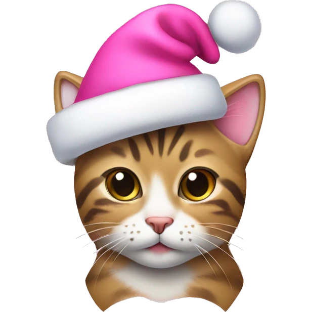 Cute tabby cat with pink Christmas hat  emoji