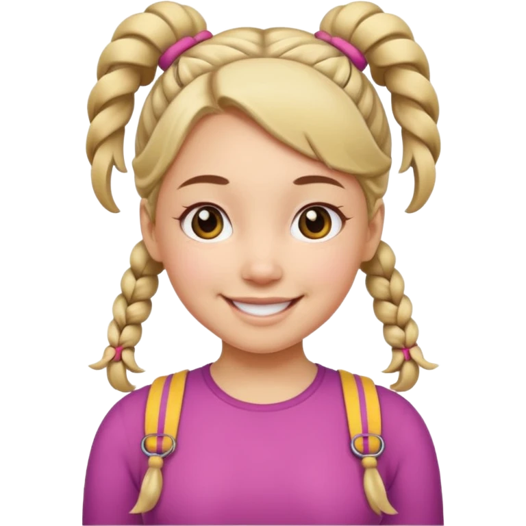 Her hair is in pigtails and her pubic hair is shaped like a heart.  She has wide hips emoji