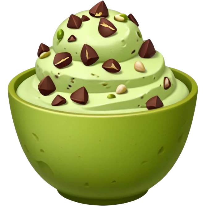 I want a emoji of pistachio ice cream with pistachio on top and some chocolate chips , make sure it’s in a bowl and aesthetic emoji