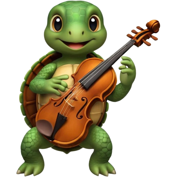 TUrtle playing violin on his shoulders emoji
