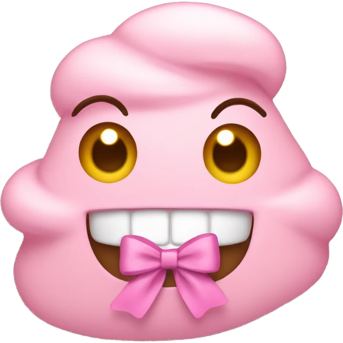 happy poop wearing small light pink bow emoji