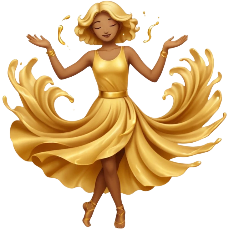 Golden liquid around the dancing hands emoji