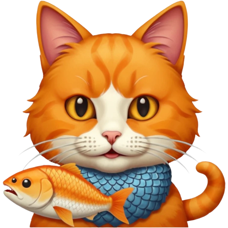 Cat eating fish emoji