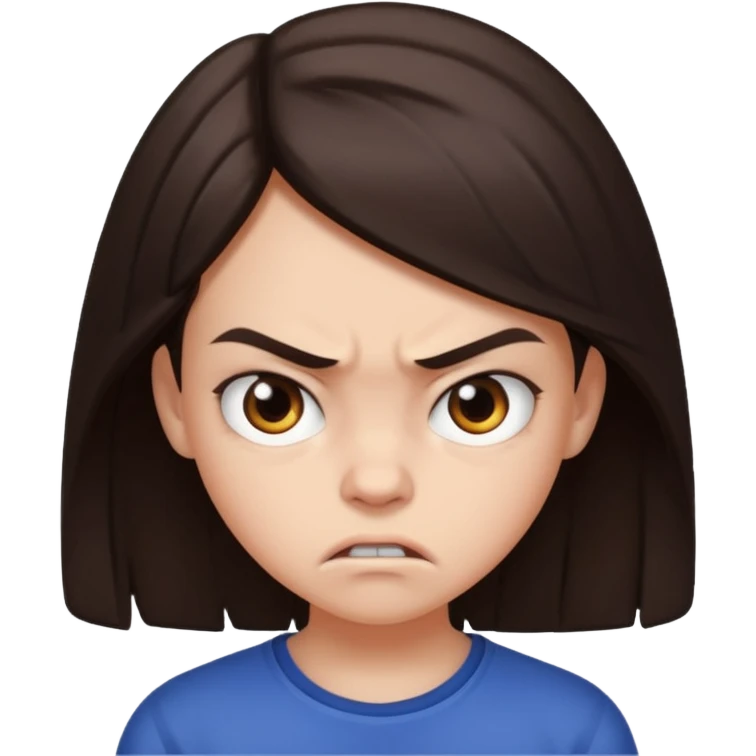 11 years old  dark brown hair hate the world emoji