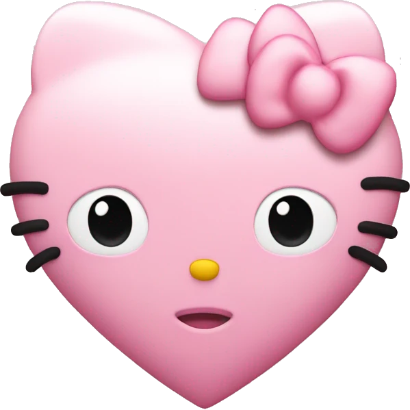 pastel pink heart with hello kitty emoji